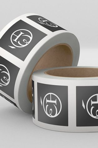 Square stickers on rolls