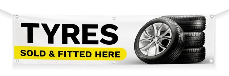 Tyres sold and fitted here banner