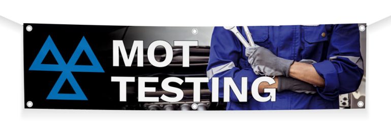 MOT testing station banner