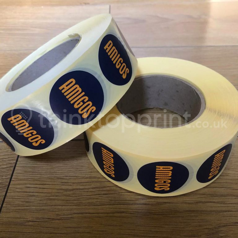 Circles stickers on rolls for a takeaway