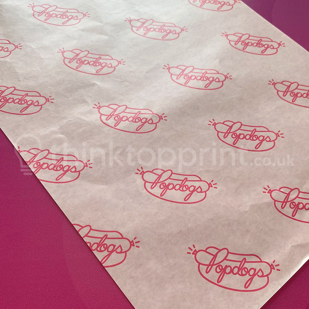 Branded greaseproof for hot dog takeaway